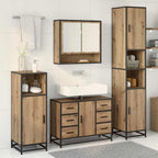 Juego de muebles de baño con cajón 4 pcs Roble artesanal