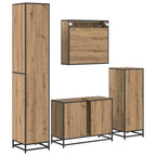 Juego de muebles de baño con cajón 4 pcs Roble artesanal