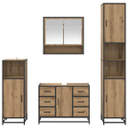 Juego de muebles de baño con cajón 4 pcs Roble artesanal