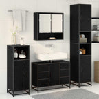 Juego de muebles de baño 4 pcs Roble Negro Madera de ingeniería