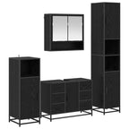 Juego de muebles de baño 4 pcs Roble Negro Madera de ingeniería