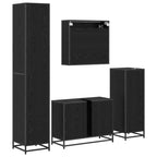 Juego de muebles de baño 4 pcs Roble Negro Madera de ingeniería