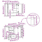Juego de muebles de baño 4 pcs Roble Negro Madera de ingeniería