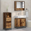Juego de muebles de baño con cajón 3 pcs Madera envejecida