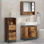 Juego de muebles de baño con cajón 3 pcs Madera envejecida