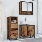 Juego de muebles de baño con cajón 3 pcs Madera envejecida