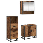Juego de muebles de baño con cajón 3 pcs Madera envejecida