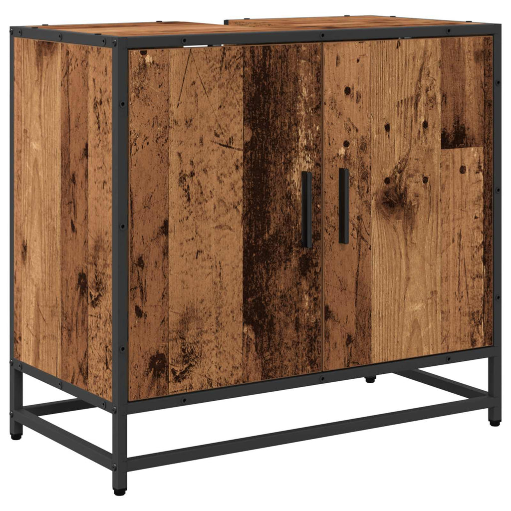 Juego de muebles de baño con cajón 3 pcs Madera envejecida