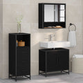 Juego de muebles de baño 3 pcs Roble Negro Madera de ingeniería