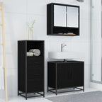 Juego de muebles de baño 3 pcs Roble Negro Madera de ingeniería