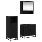 Juego de muebles de baño 3 pcs Roble Negro Madera de ingeniería