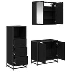 Juego de muebles de baño 3 pcs Roble Negro Madera de ingeniería