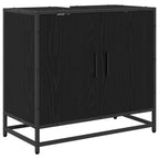 Juego de muebles de baño 3 pcs Roble Negro Madera de ingeniería