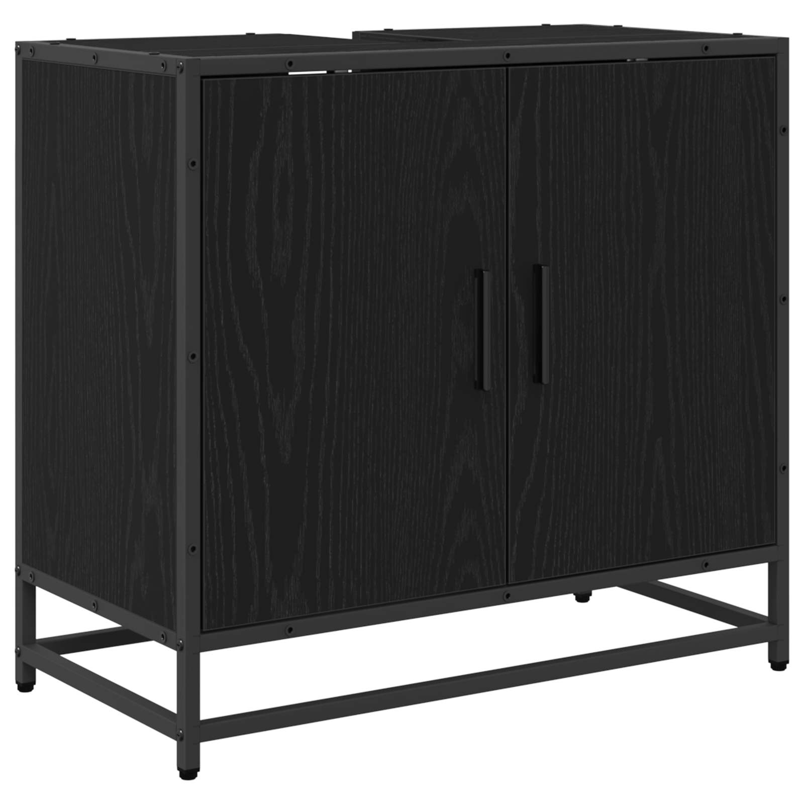 Juego de muebles de baño 3 pcs Roble Negro Madera de ingeniería