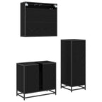 Juego de muebles de baño 3 pcs Roble Negro Madera de ingeniería
