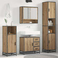 Juego de muebles de baño con cajón 4 pcs Roble artesanal