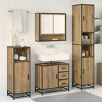 Juego de muebles de baño con cajón 4 pcs Roble artesanal