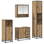 Juego de muebles de baño con cajón 4 pcs Roble artesanal