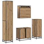 Juego de muebles de baño con cajón 4 pcs Roble artesanal