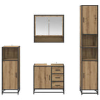 Juego de muebles de baño con cajón 4 pcs Roble artesanal