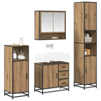 Juego de muebles de baño con cajón 4 pcs Roble artesanal