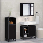 Juego de muebles de baño 3 pcs Roble Negro Madera de ingeniería