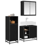 Juego de muebles de baño 3 pcs Roble Negro Madera de ingeniería