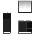 Juego de muebles de baño 3 pcs Roble Negro Madera de ingeniería