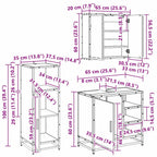 Juego de muebles de baño 3 pcs Roble Negro Madera de ingeniería