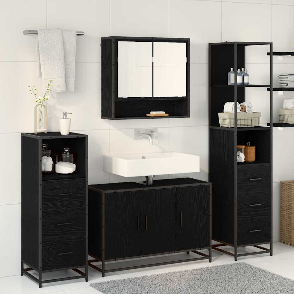 Juego de muebles de baño con cajón 3 pcs Madera envejecida