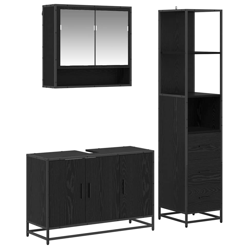 Juego de muebles de baño con cajón 3 pcs Madera envejecida