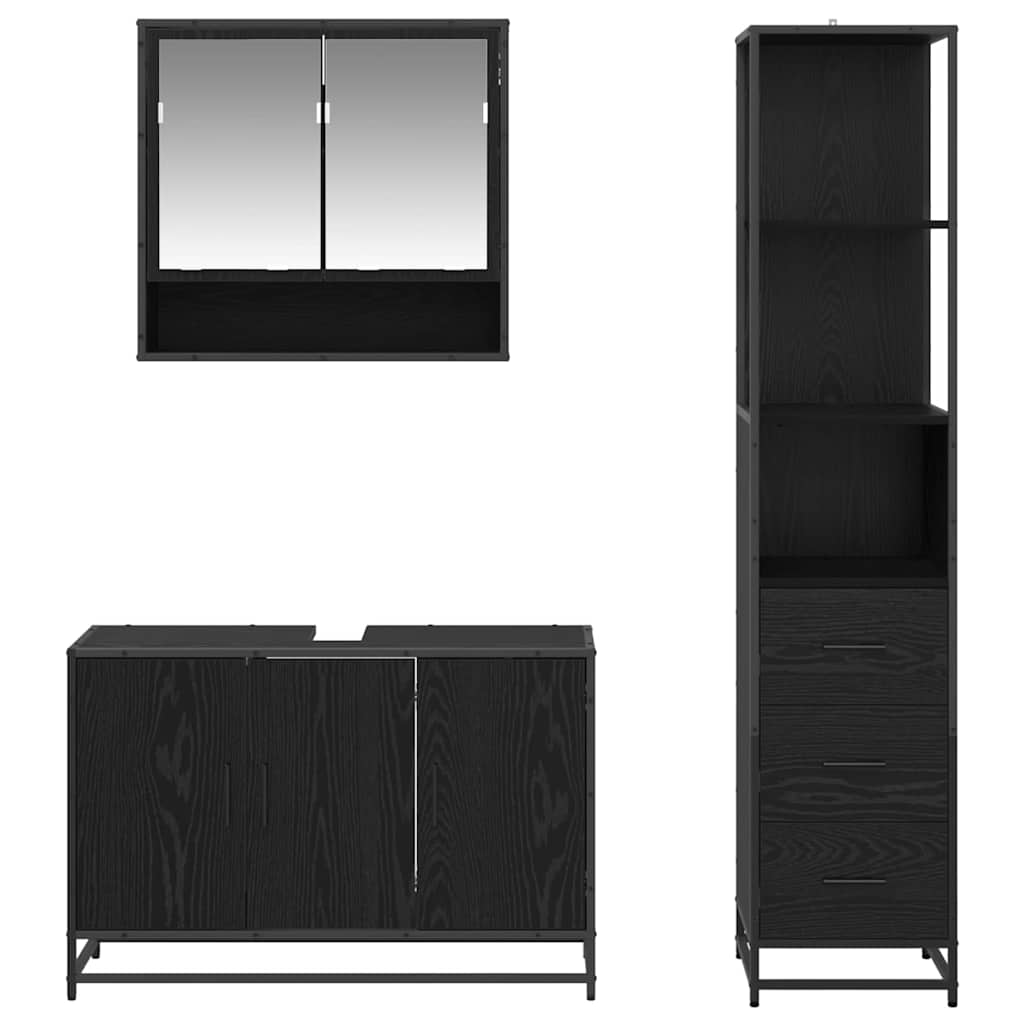 Juego de muebles de baño con cajón 3 pcs Madera envejecida