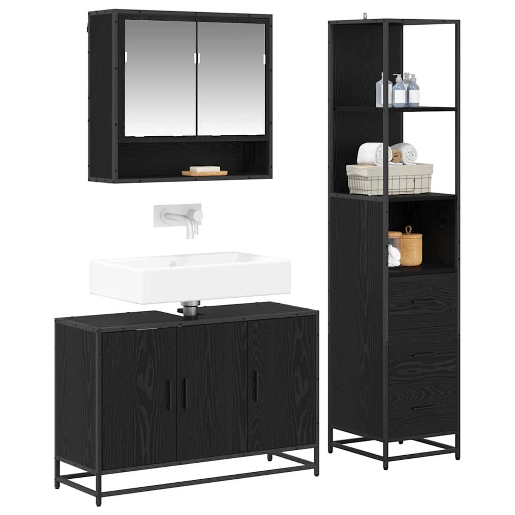 Juego de muebles de baño con cajón 3 pcs Madera envejecida