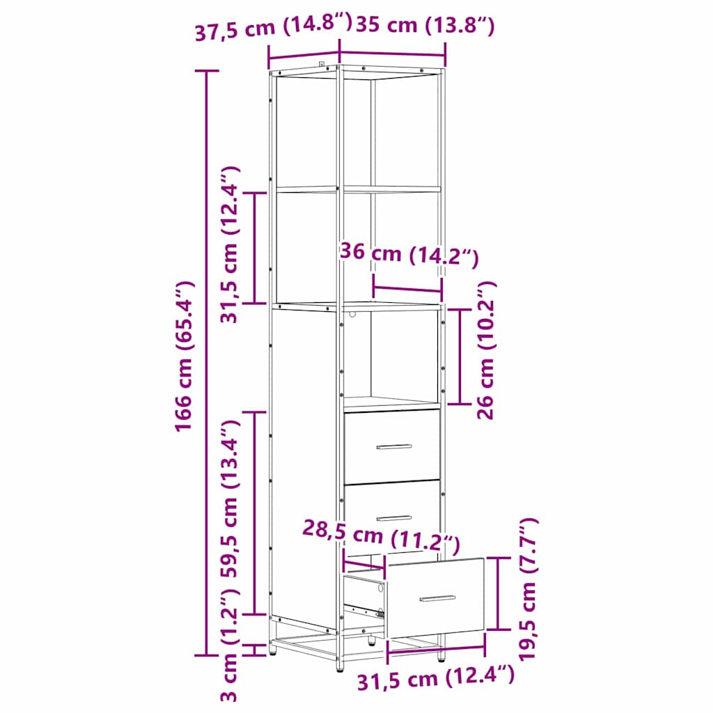 Juego de muebles de baño con cajón 3 pcs Madera envejecida