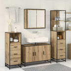 Juego de muebles de baño con cajón 3 pcs Roble artesanal