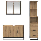 Juego de muebles de baño con cajón 3 pcs Roble artesanal