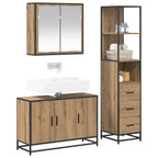 Juego de muebles de baño con cajón 3 pcs Roble artesanal
