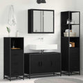 Juego de muebles de baño 3 pcs Roble Negro Madera de ingeniería