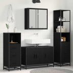 Juego de muebles de baño 3 pcs Roble Negro Madera de ingeniería