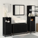 Juego de muebles de baño 3 pcs Roble Negro Madera de ingeniería