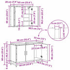 Juego de muebles de baño 3 pcs Roble Negro Madera de ingeniería