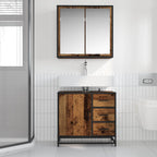 Juego de muebles de baño con estante 2 pcs Madera envejecida