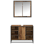 Juego de muebles de baño con estante 2 pcs Madera envejecida