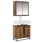 Juego de muebles de baño con estante 2 pcs Madera envejecida