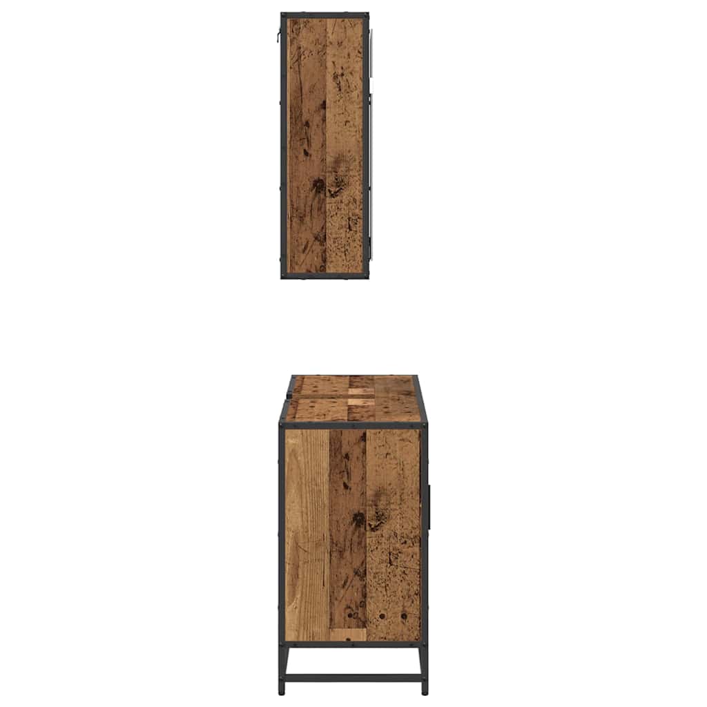 Juego de muebles de baño con estante 2 pcs Madera envejecida