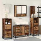 Juego de muebles de baño con cajón 4 pcs Madera envejecida