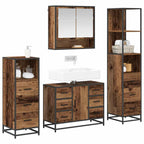 Juego de muebles de baño con cajón 4 pcs Madera envejecida