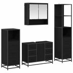 Juego de muebles de baño 4 pcs Roble Negro Madera de ingeniería