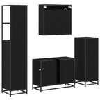 Juego de muebles de baño 4 pcs Roble Negro Madera de ingeniería