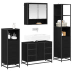 Juego de muebles de baño 4 pcs Roble Negro Madera de ingeniería